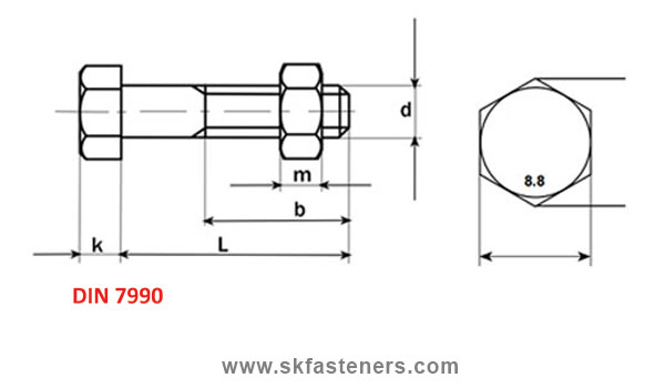 DIN 7990 Hex Bolt manufacturers exporters suppliers in india punjab ludhiana